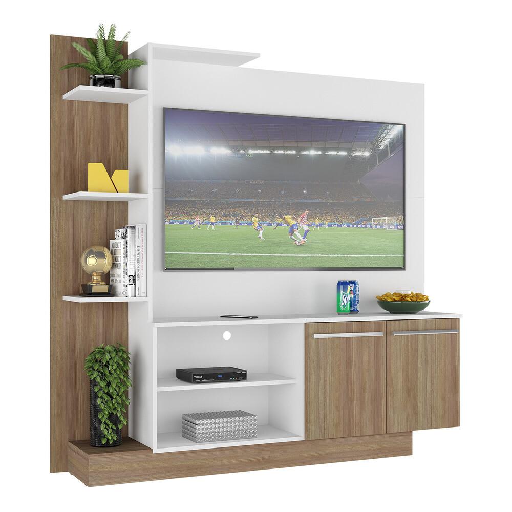 Estante com Painel TV 55" e 2 portas França Multimóveis BR2473 Argila/Branco