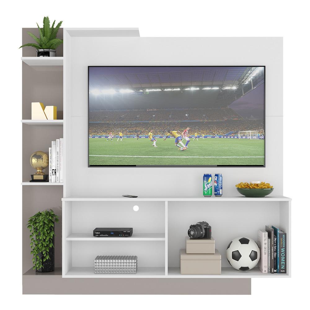 Estante com Painel TV 55" e 2 portas França Multimóveis BR2473 Branco/ Lacca Fumê