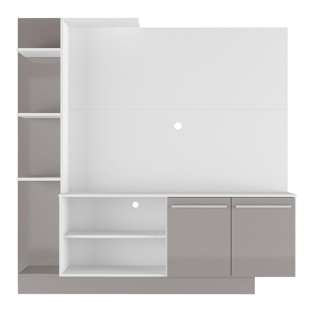 Estante com Painel TV 55" e 2 portas França Multimóveis BR2473 Branco/ Lacca Fumê