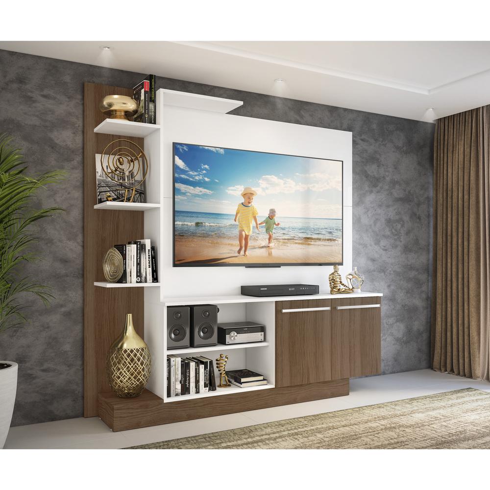 Estante com Suporte para TV até 55" Multimóveis Denver FG3069 Branca/Madeirada