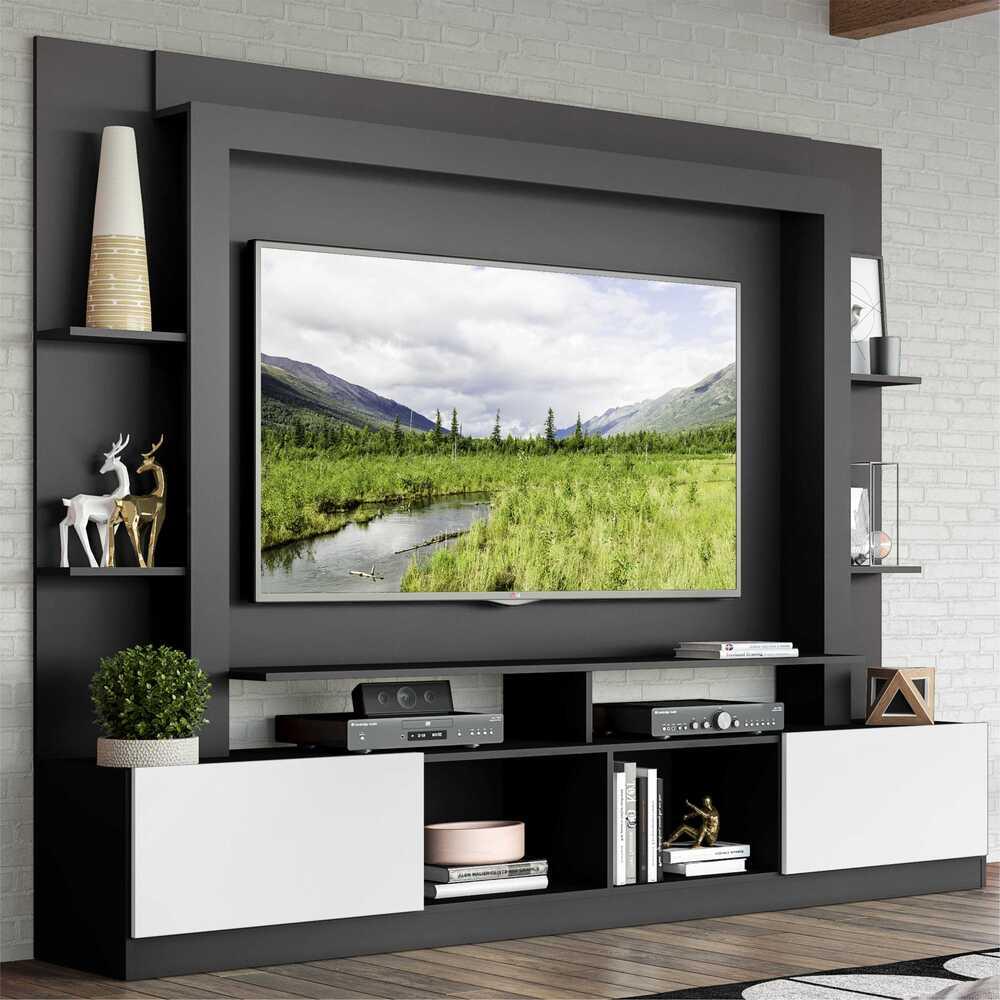 Estante com Suporte para TV até 65" Multimóveis Moscou FG2747 Preta/Branca