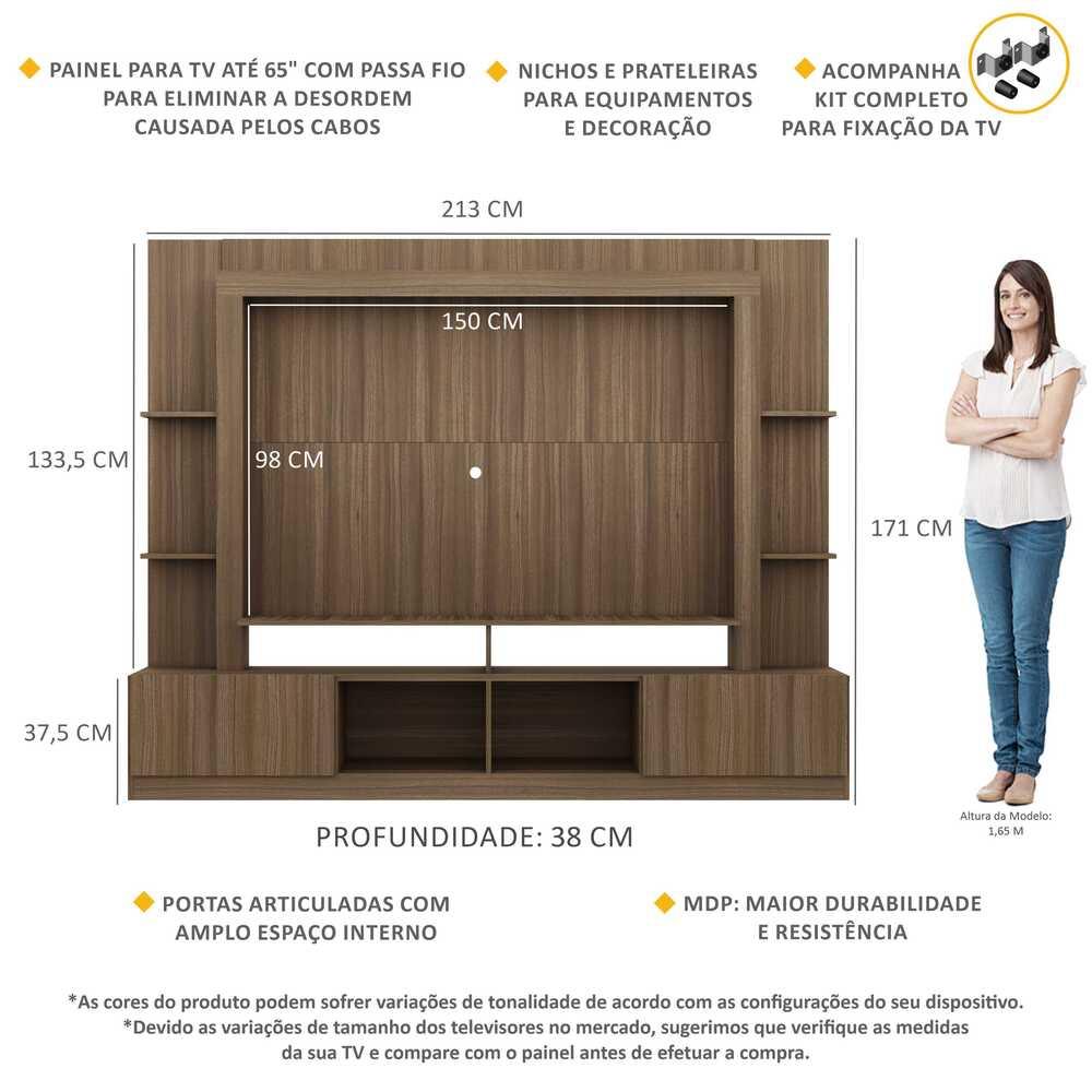 Estante com Suporte para TV até 65" Multimóveis Oslo FG3386 Madeirada