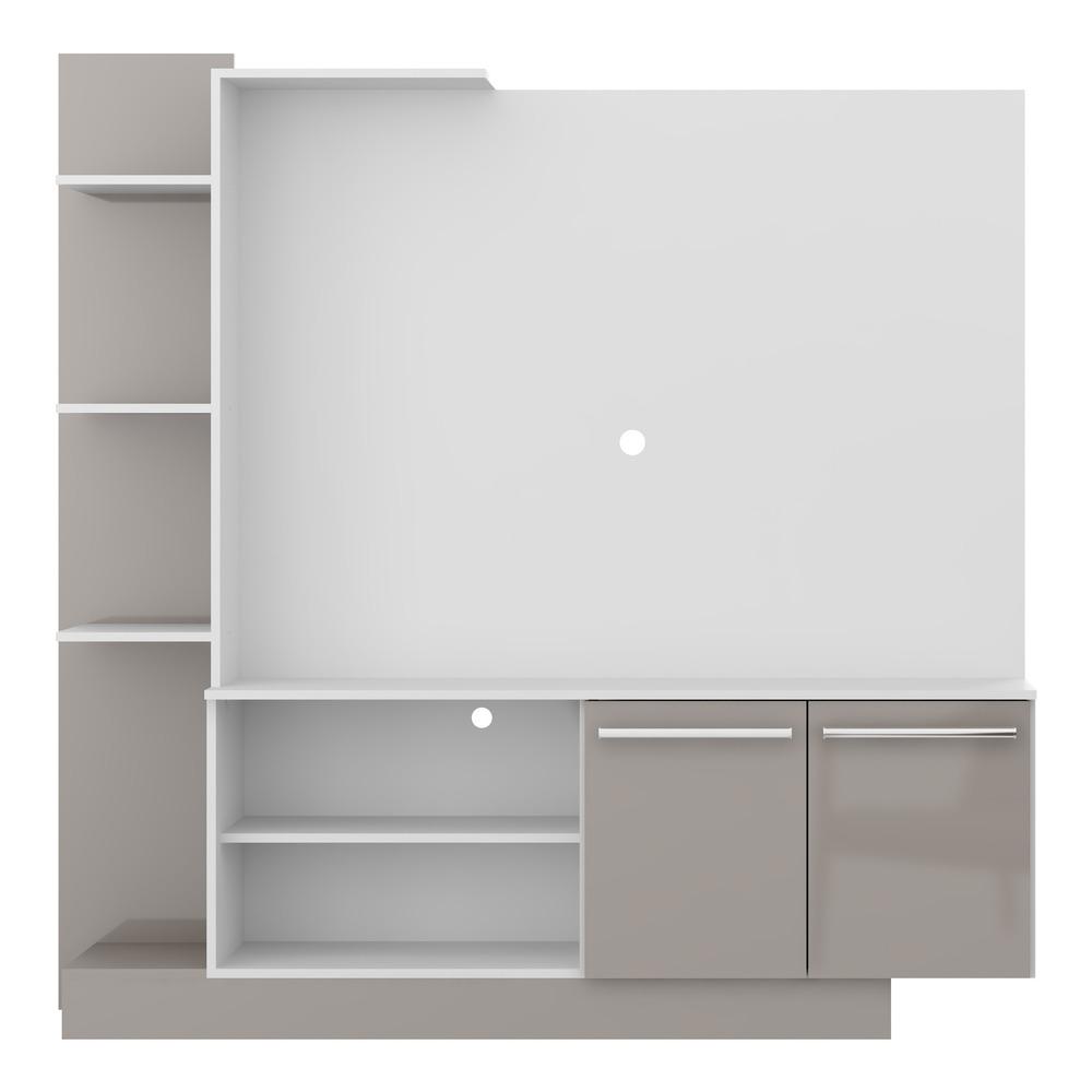 Estante com painel para TV até 55 polegadas e 2 portas Porto Multimóveis Branco/Lacca Fumê