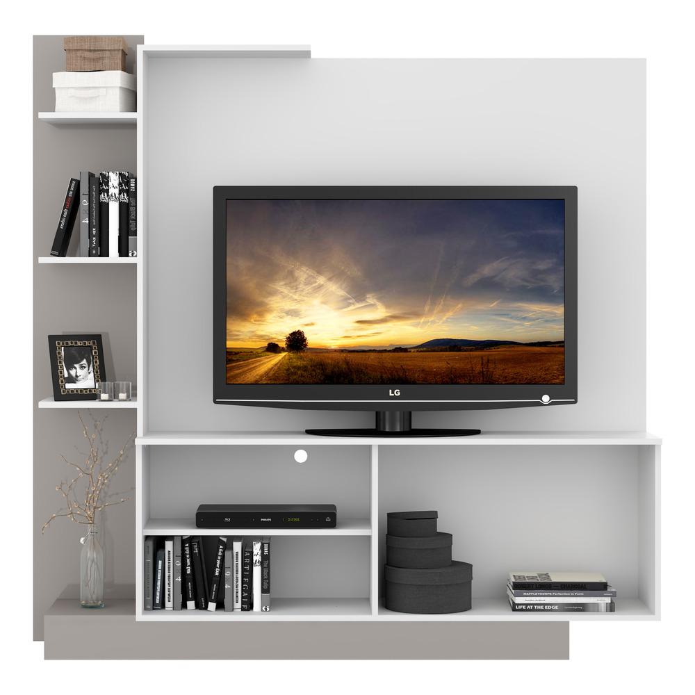 Estante para TV até 55" Multimóveis Denver FG2473 Branca/Lacca Fumê
