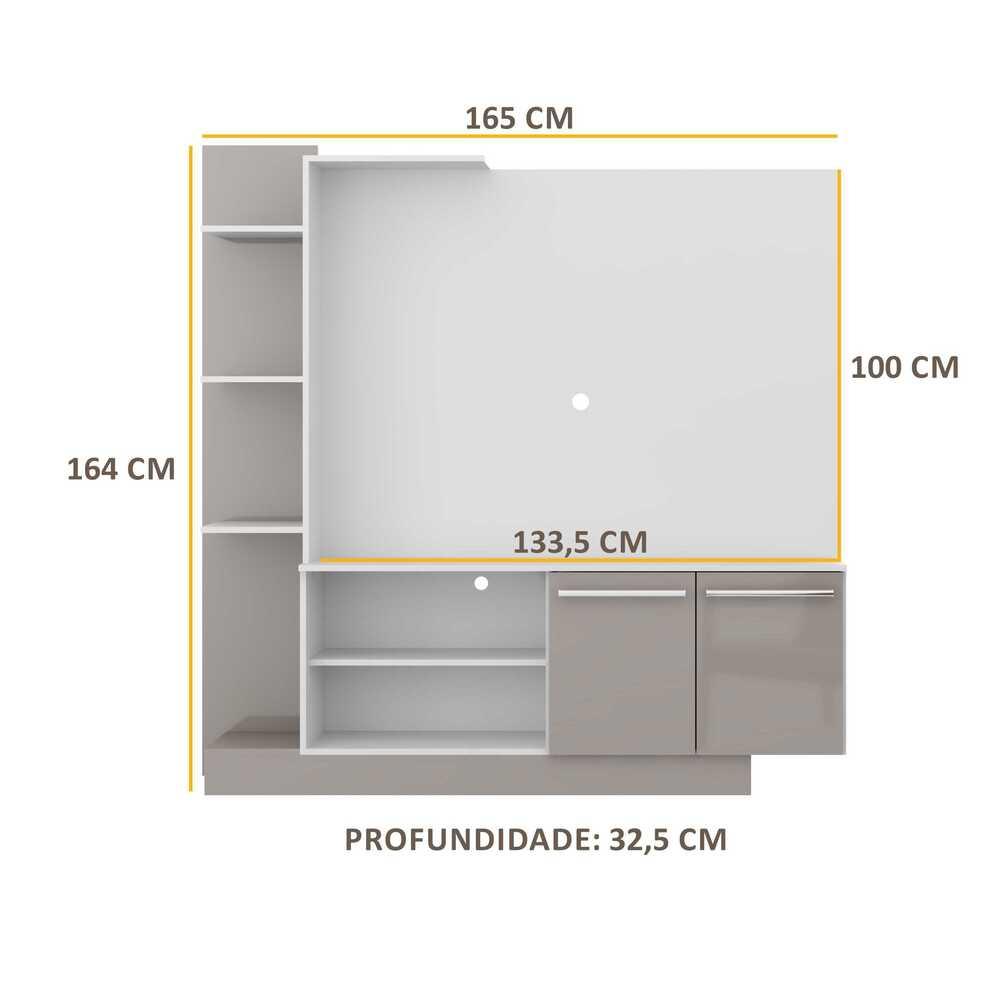 Estante para TV até 55" Multimóveis Denver FG2473 Branca/Lacca Fumê