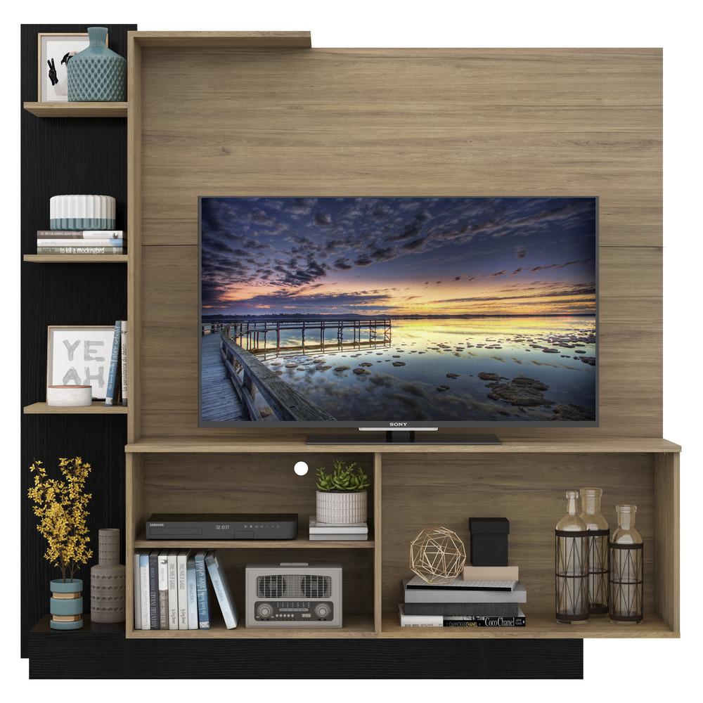 Estante para TV até 55" Multimóveis Denver FG2473 Rustic/Preta