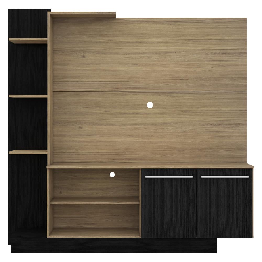 Estante para TV até 55" Multimóveis Denver FG2473 Rustic/Preta