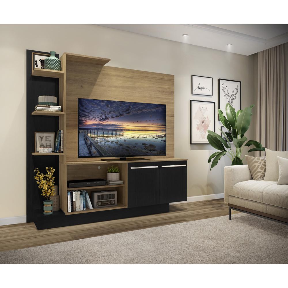 Estante para TV até 55" Multimóveis Denver FG2473 Rustic/Preta