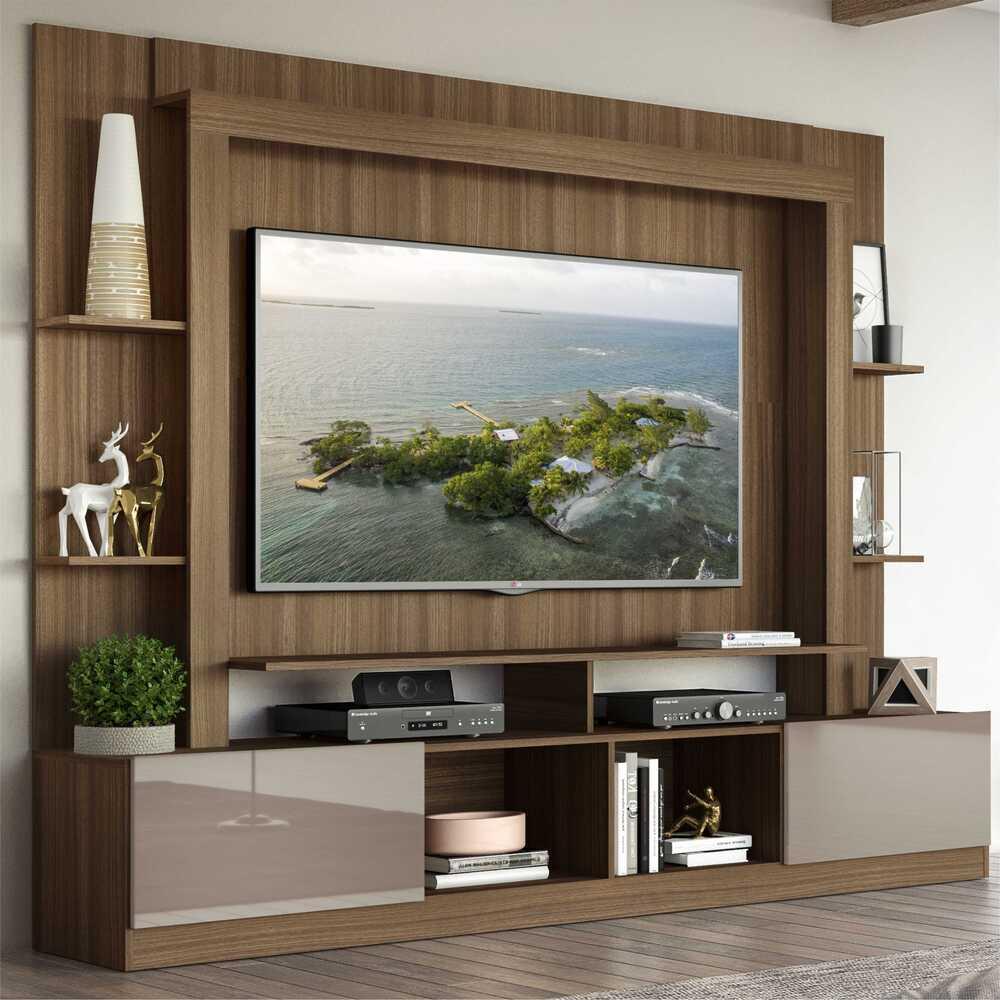 Estante para TV até 65" Multimóveis Oslo FG3395 Madeirada/Lacca Fumê