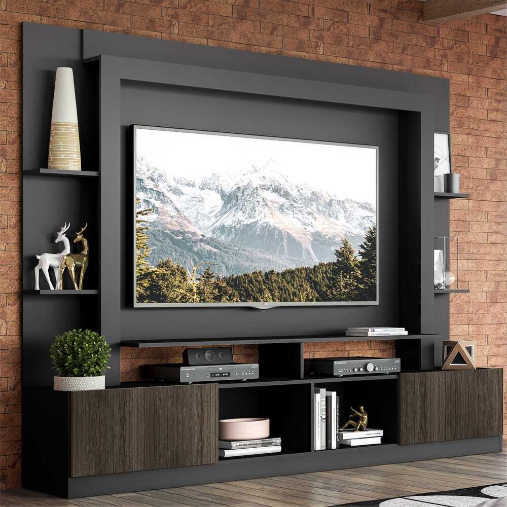 Estante para TV até 65" Multimóveis Oslo FG3395 Preta/Tenerife