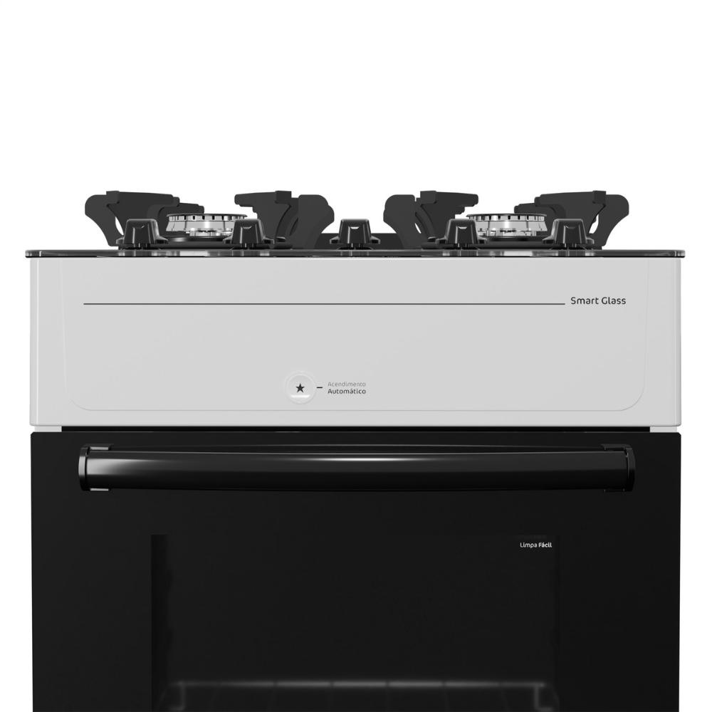 Fogão 4 Bocas a Gás Realce Smart Glass CR223 Branco