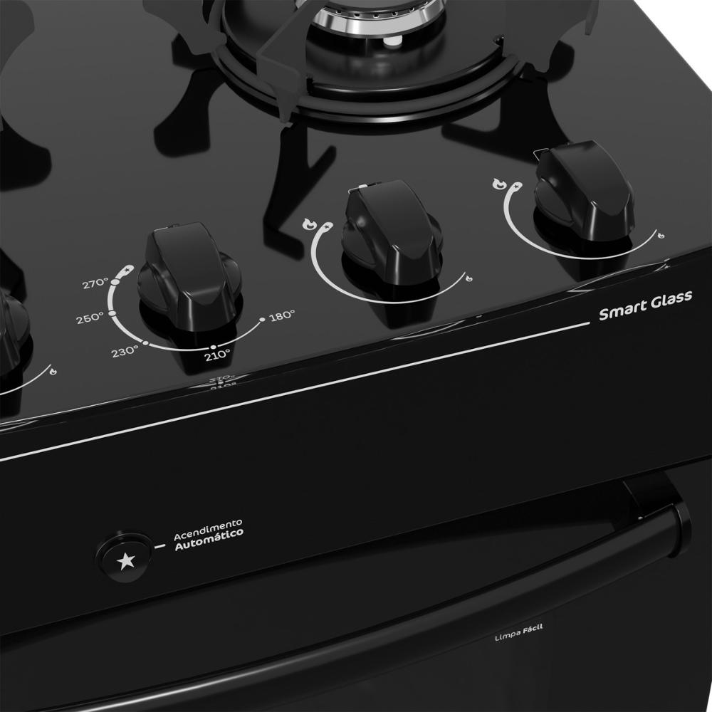 Fogão 4 Bocas a Gás Realce Smart Glass CR223 Preto