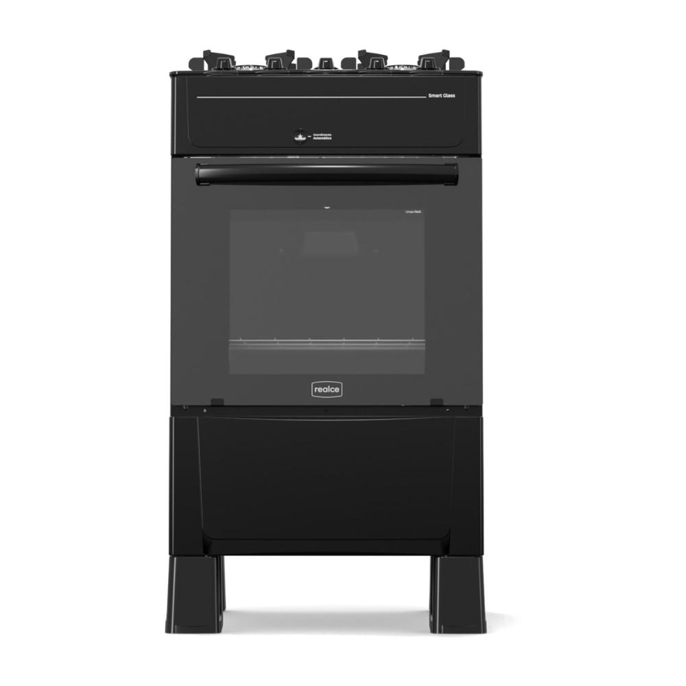 Fogão 4 Bocas a Gás Realce Smart Glass CR223 Preto
