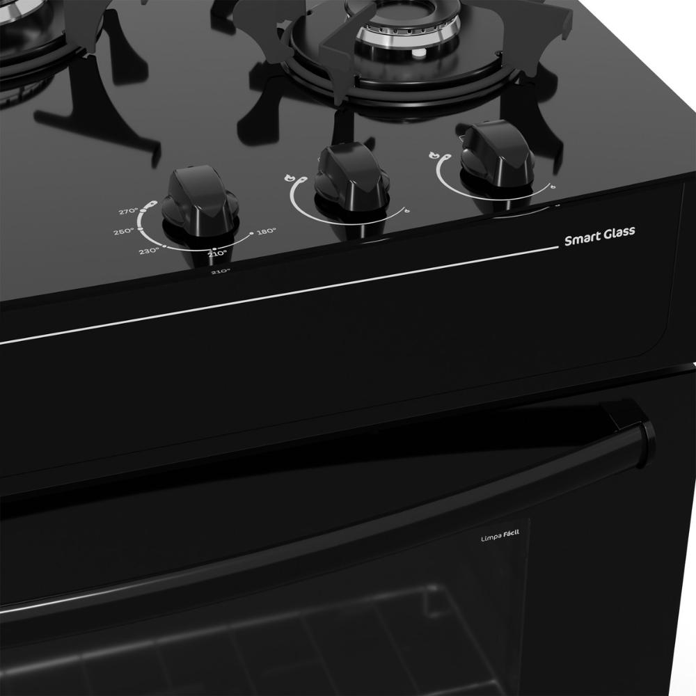 Fogão 5 Bocas a Gás Realce Smart Glass CR222 Preto