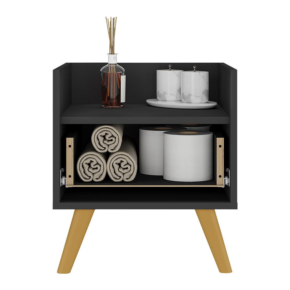Gabinete Armário Banheiro 40 cm com Pés Retrô Multimóveis MP5037 Preto/Natural