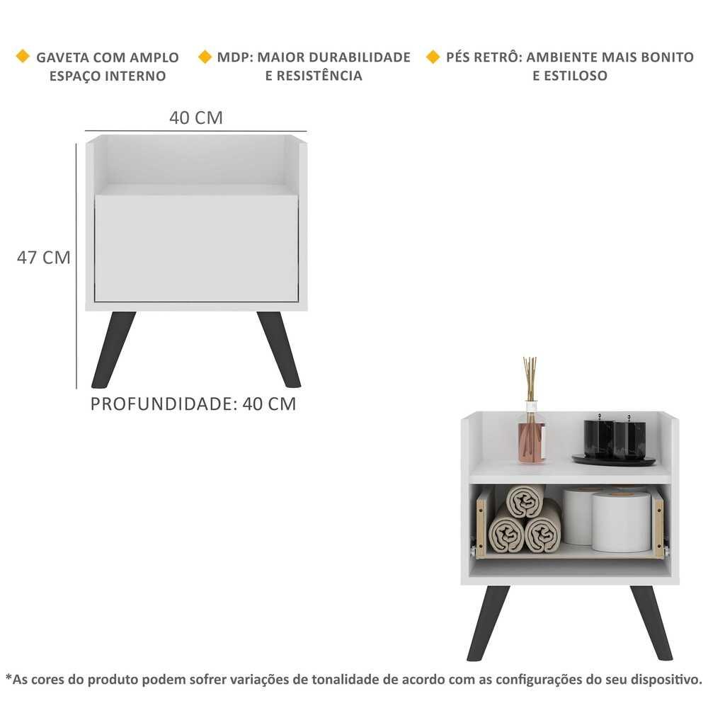 Gabinete Armário Banheiro 40cm Retrô Multimóveis V5037 Branco/Preto