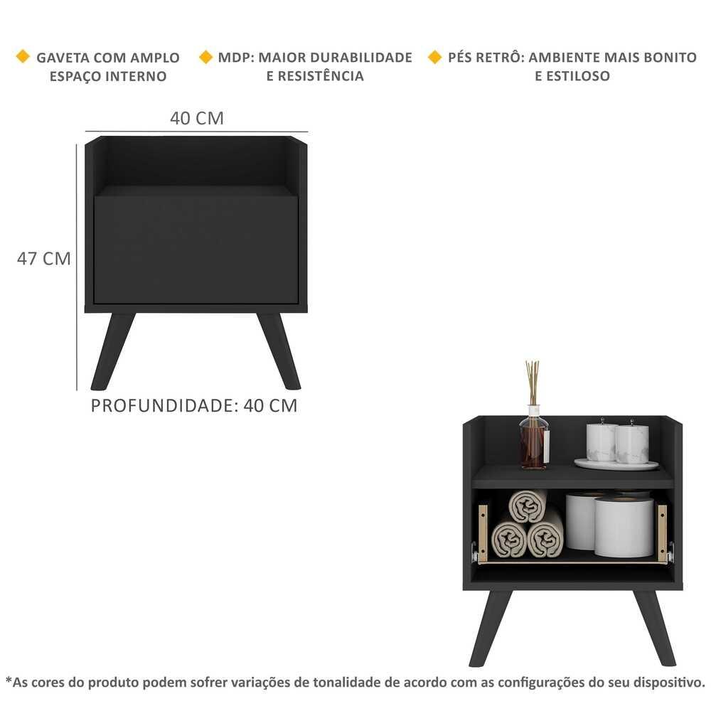 Gabinete Armário Banheiro 40cm Retrô Multimóveis V5037 Preto