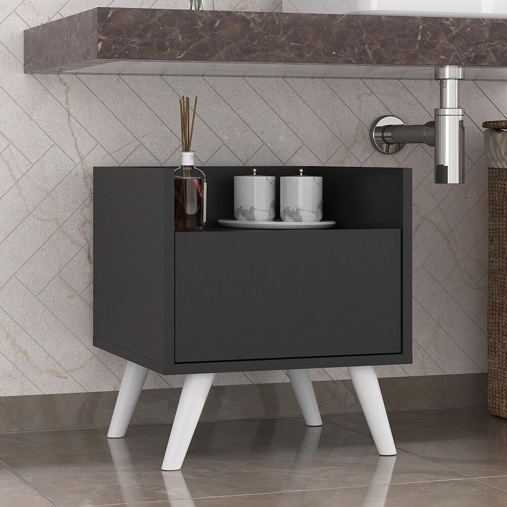 Gabinete Armário Banheiro 40cm Retrô Multimóveis V5037 Preto/Branco