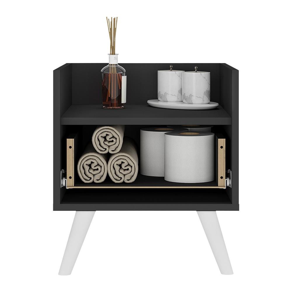 Gabinete Armário Banheiro 40cm Retrô Multimóveis V5037 Preto/Branco