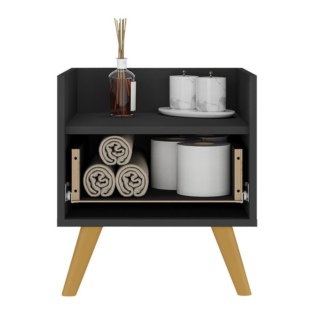 Gabinete Armário Banheiro 40cm Retrô Multimóveis V5037 Preto/Natural
