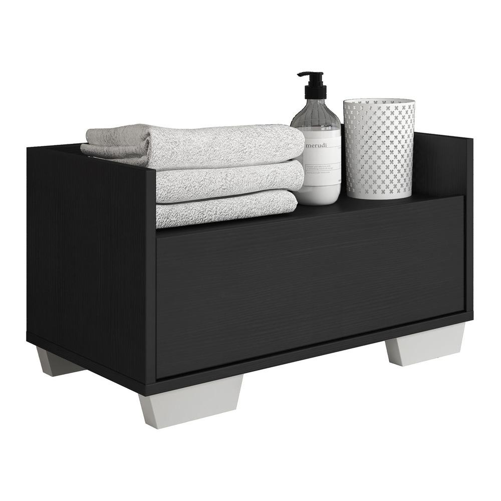 Gabinete Armário Banheiro 60cm Multimóveis V3625 Preto/Branco