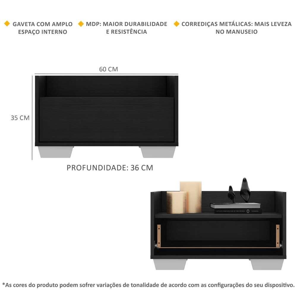 Gabinete Armário Banheiro 60cm Multimóveis V3625 Preto/Branco