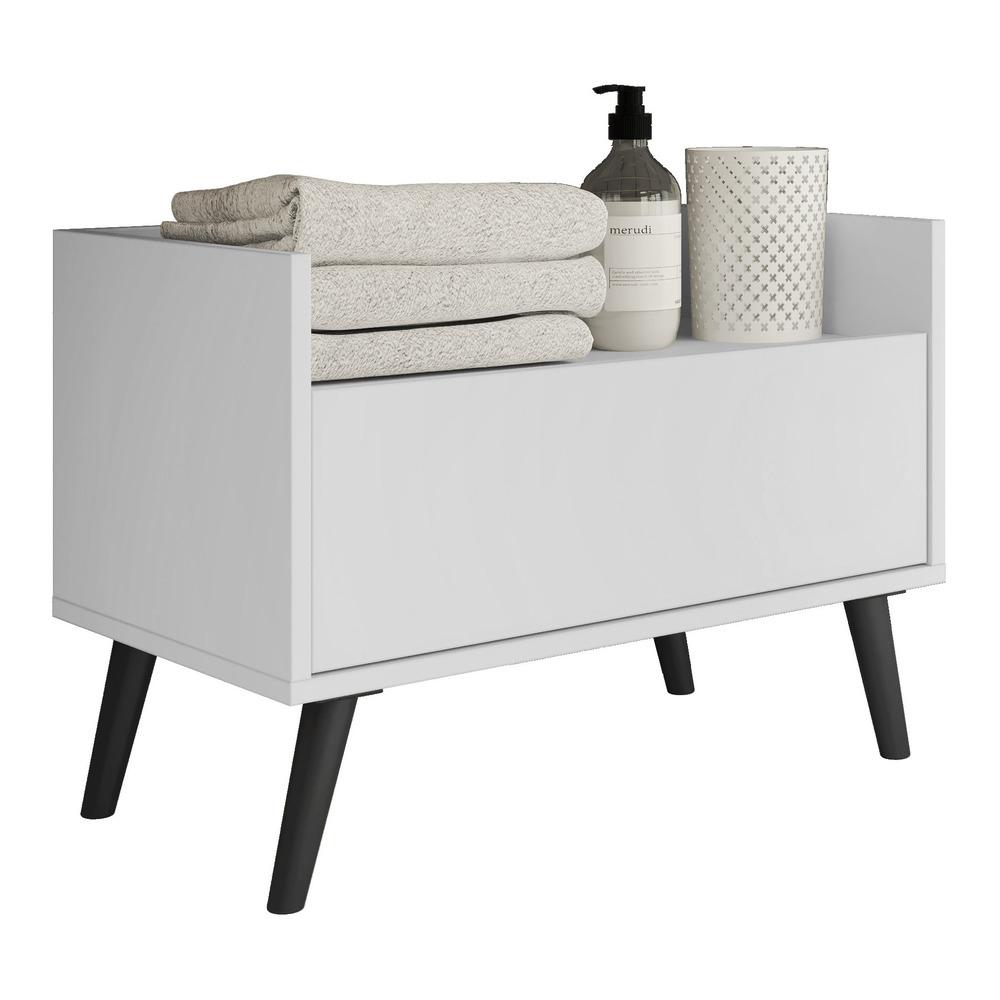 Gabinete Armário Banheiro 60cm Retrô Multimóveis V3624 Branco/Preto