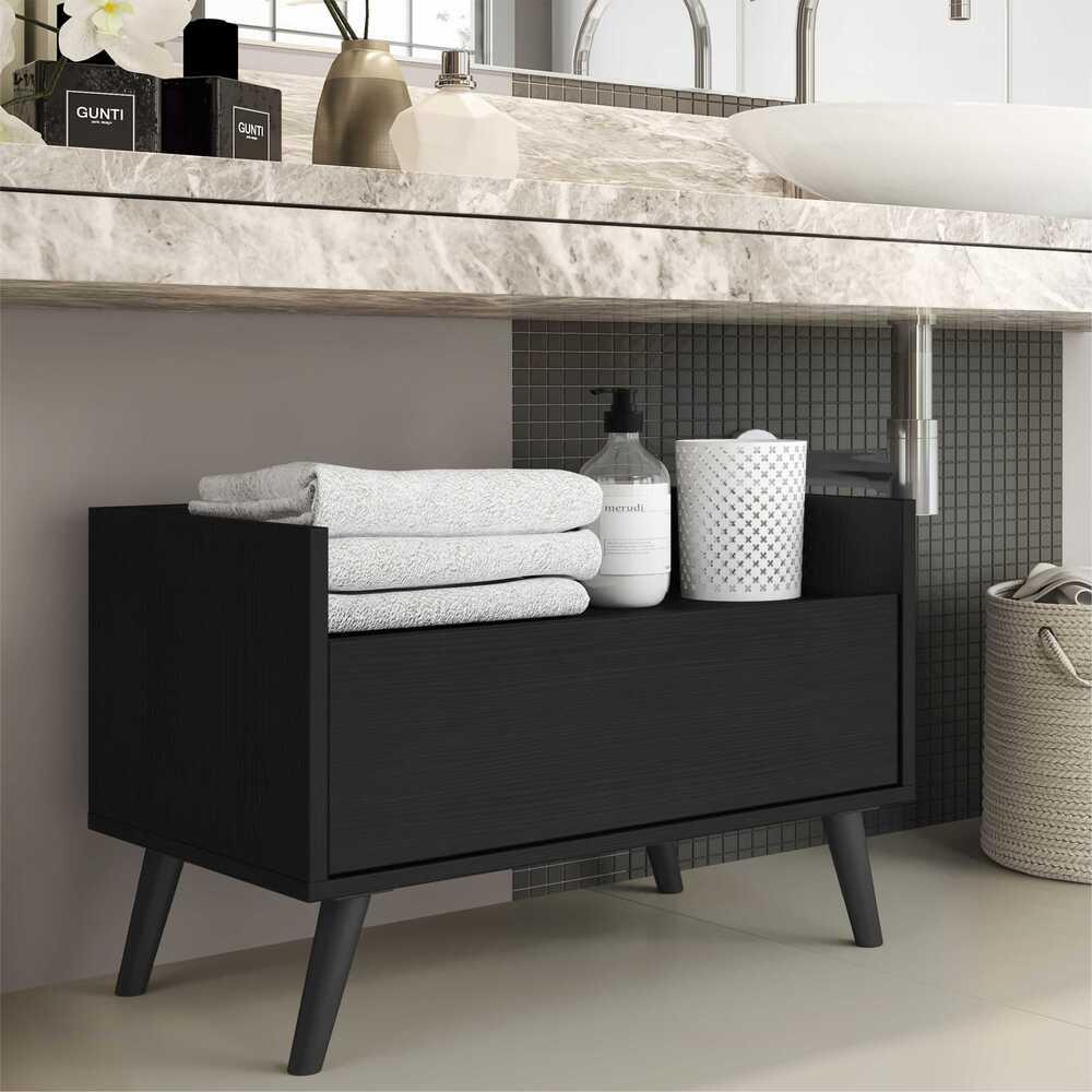 Gabinete Armário Banheiro 60cm Retrô Multimóveis V3624 Preto