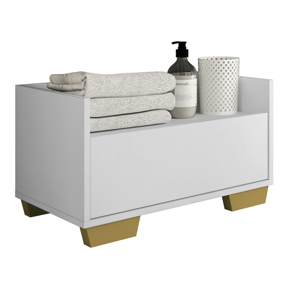 Gabinete Armário Banheiro 80cm Multimóveis V5001 Branco/Natural