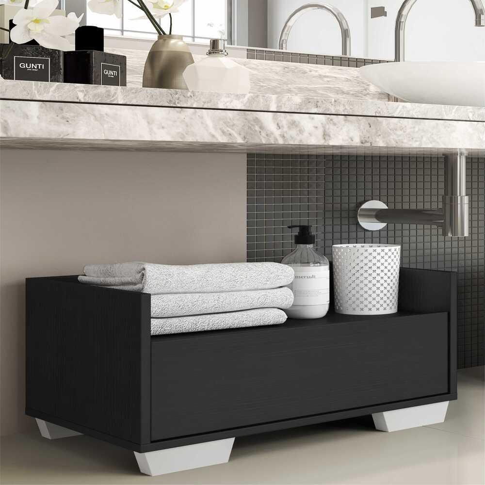Gabinete Armário Banheiro 80cm Multimóveis V5001 Preto/Branco