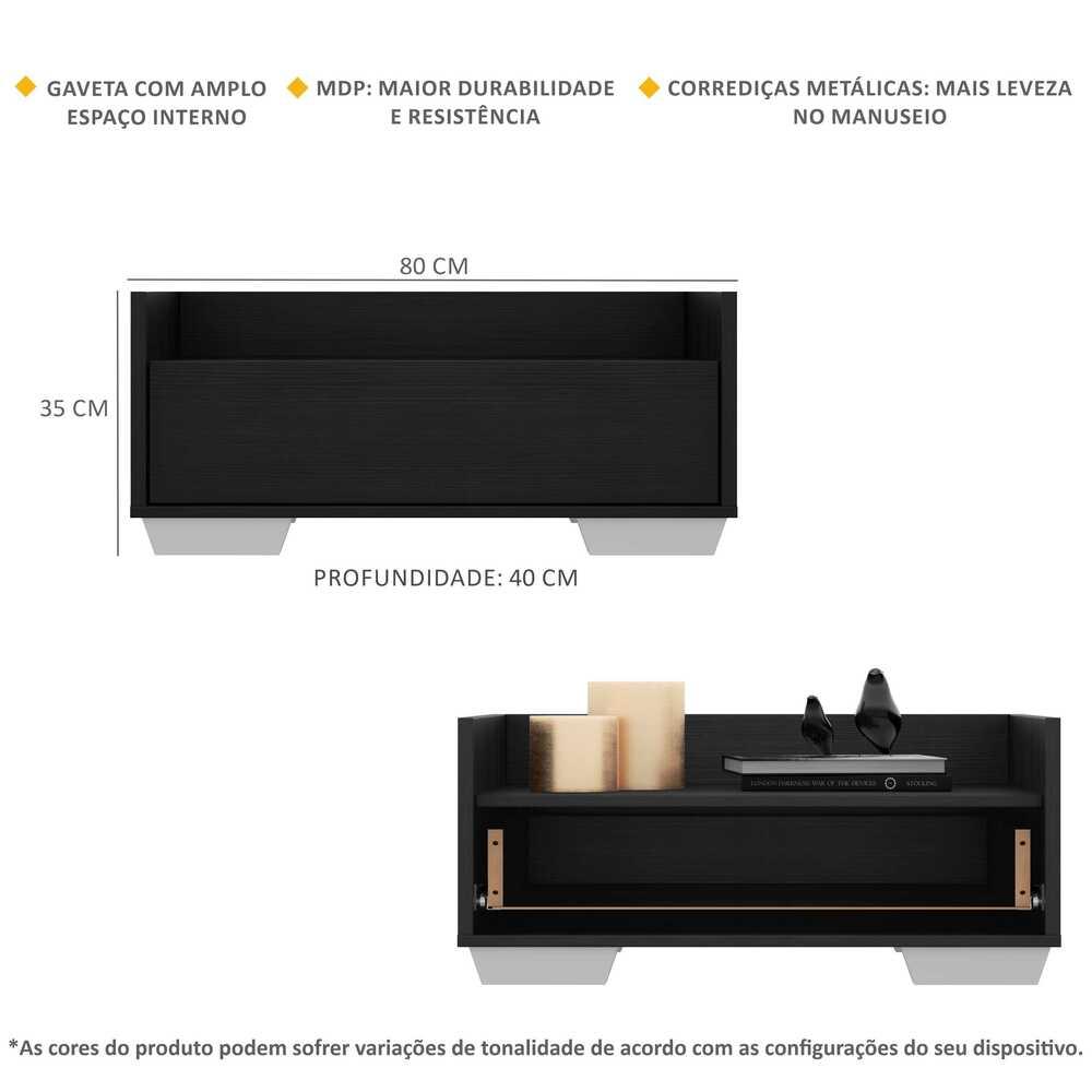 Gabinete Armário Banheiro 80cm Multimóveis V5001 Preto/Branco