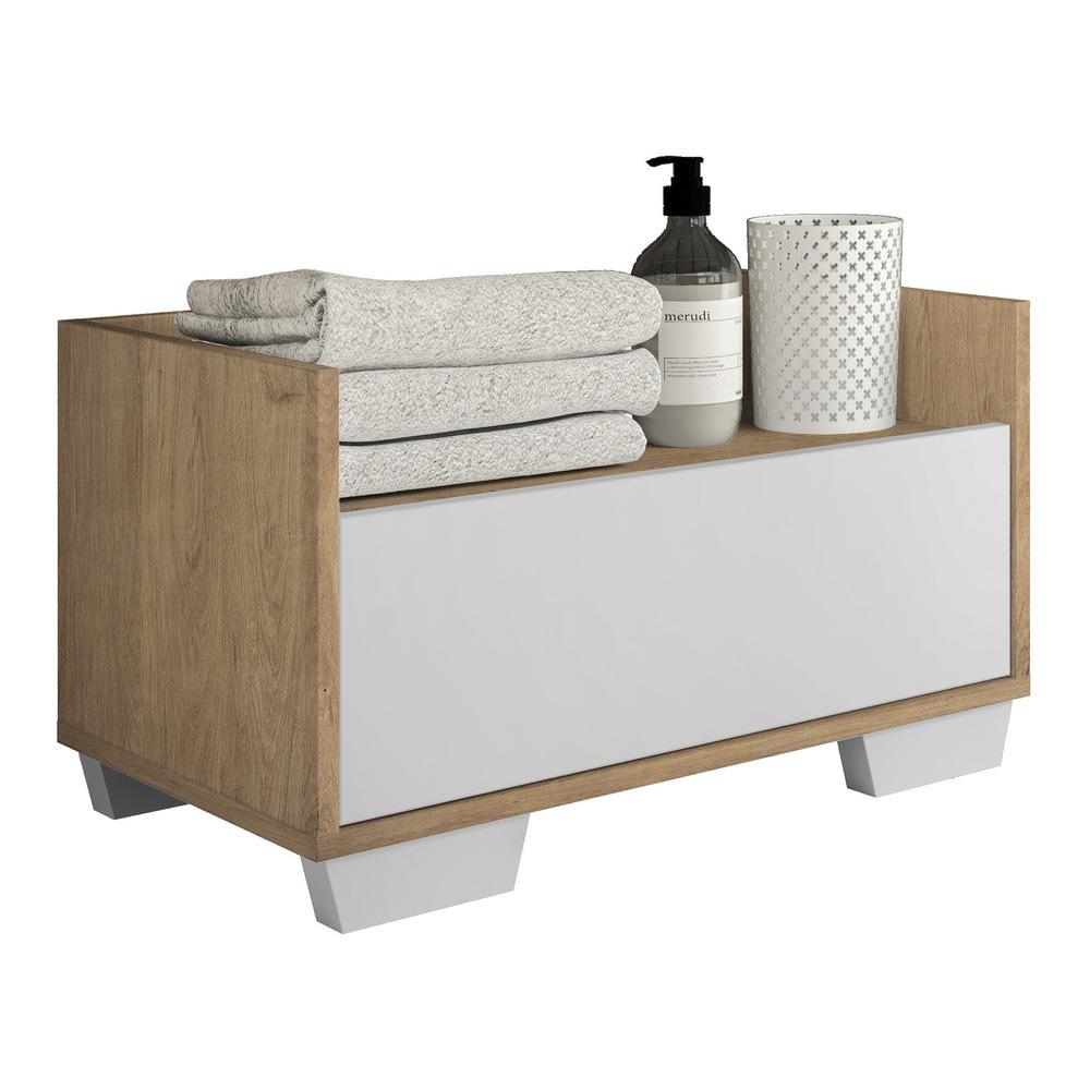 Gabinete Armário Banheiro 80cm Multimóveis V5001 Rustic/Branco