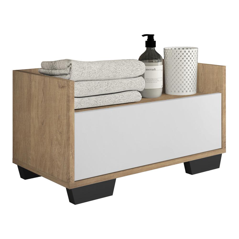 Gabinete Armário Banheiro 80cm Multimóveis V5001 Rustic/Branco/Preto