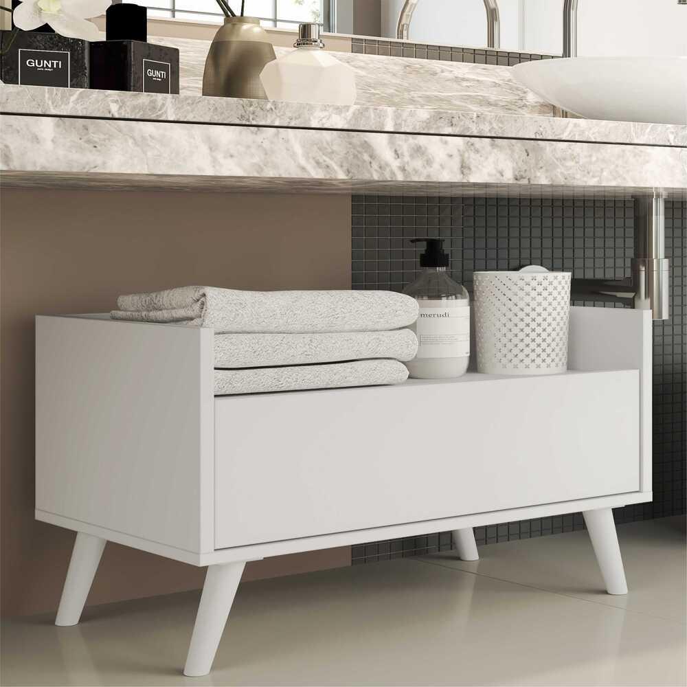 Gabinete Armário Banheiro 80cm Retrô Multimóveis V5000 Branco