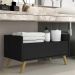 Gabinete Armário Banheiro 80cm Retrô Multimóveis V5000 Preto/Natural
