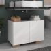 Gabinete Armário de Banheiro 62,5cm 2 Portas com Pés Multimóveis MP5046 Branco/Natural