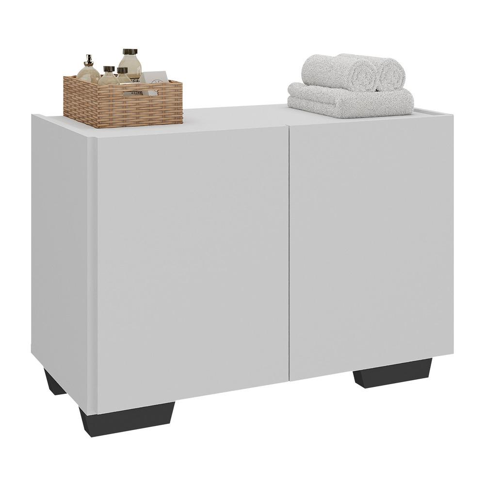 Gabinete Armário de Banheiro 62,5cm 2 Portas com Pés Multimóveis MP5046 Branco/Preto