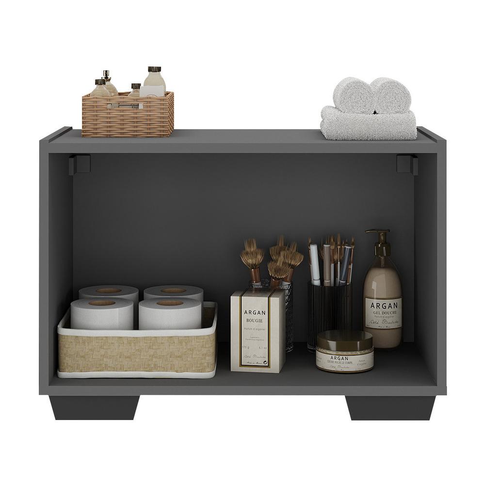 Gabinete Armário de Banheiro 62,5cm 2 Portas com Pés Multimóveis MP5046 Grafite/Preto