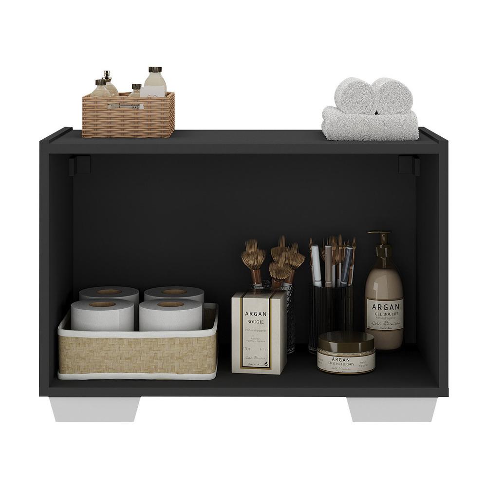 Gabinete Armário de Banheiro 62,5cm 2 Portas com Pés Multimóveis MP5046 Preto/Branco