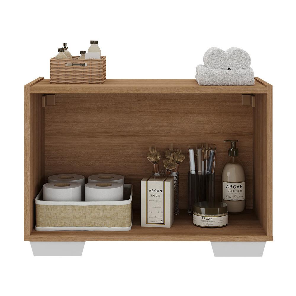 Gabinete Armário de Banheiro 62,5cm 2 Portas com Pés Multimóveis MP5046 Rustic/Branco