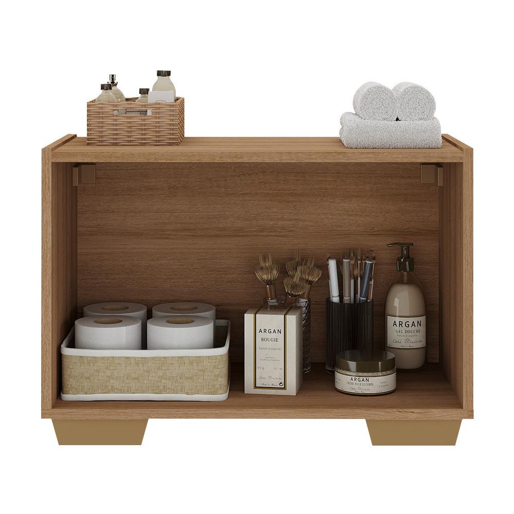 Gabinete Armário de Banheiro 62,5cm 2 Portas com Pés Multimóveis MP5046 Rustic/Natural