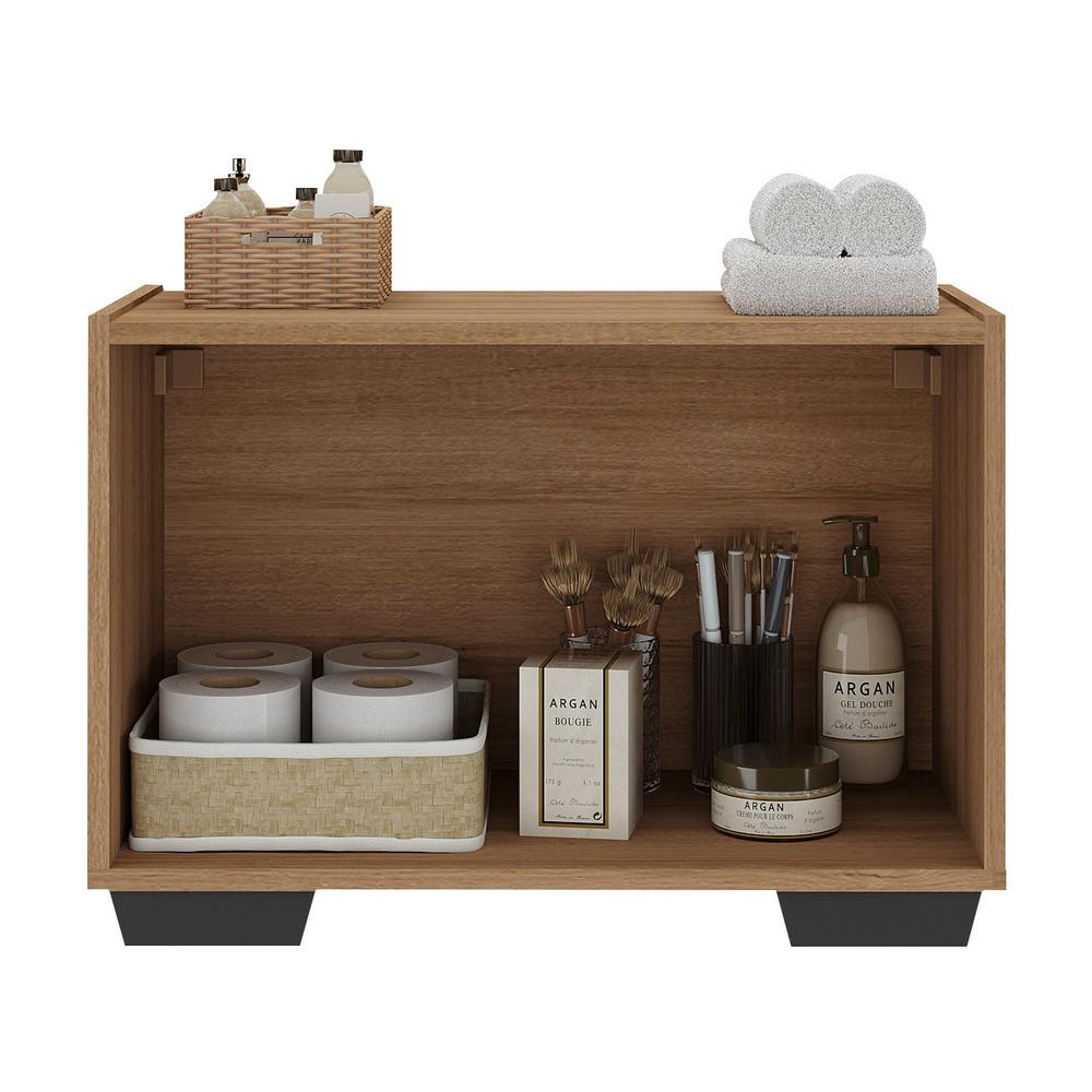 Gabinete Armário de Banheiro 62,5cm 2 Portas com Pés Multimóveis MP5046 Rustic/Preto
