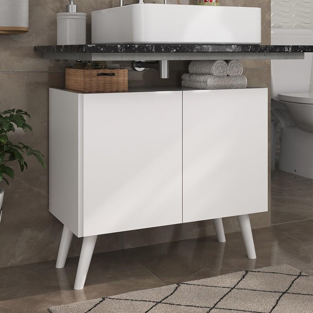 Gabinete Armário de Banheiro 62,5cm Retrô 2 Portas Multimóveis MP5045 Branco