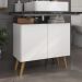 Gabinete Armário de Banheiro 62,5cm Retrô 2 Portas Multimóveis MP5045 Branco/Natural