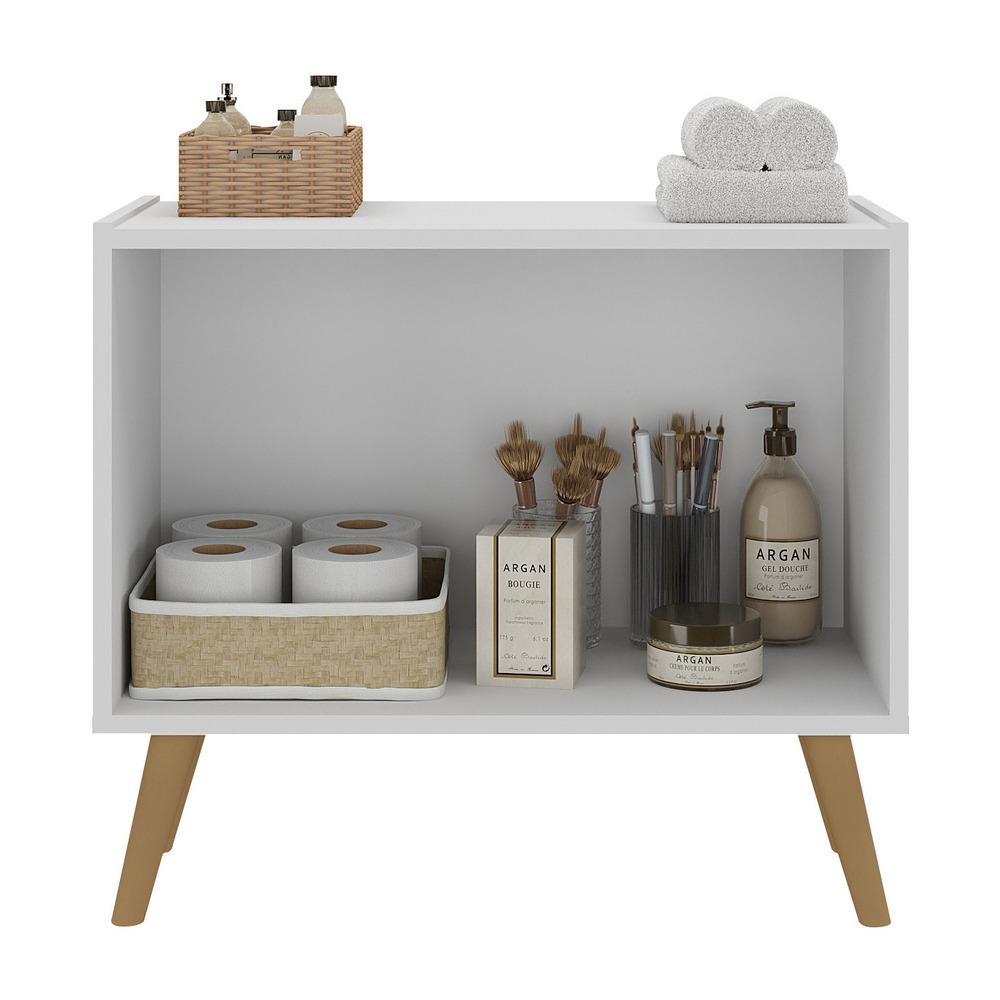 Gabinete Armário de Banheiro 62,5cm Retrô 2 Portas Multimóveis MP5045 Branco/Natural
