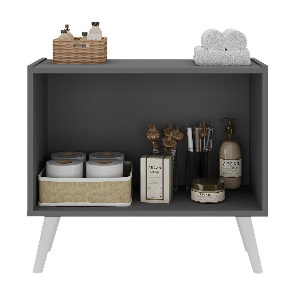 Gabinete Armário de Banheiro 62,5cm Retrô 2 Portas Multimóveis MP5045 Grafite/Branco