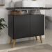 Gabinete Armário de Banheiro 62,5cm Retrô 2 Portas Multimóveis MP5045 Preto/Natural
