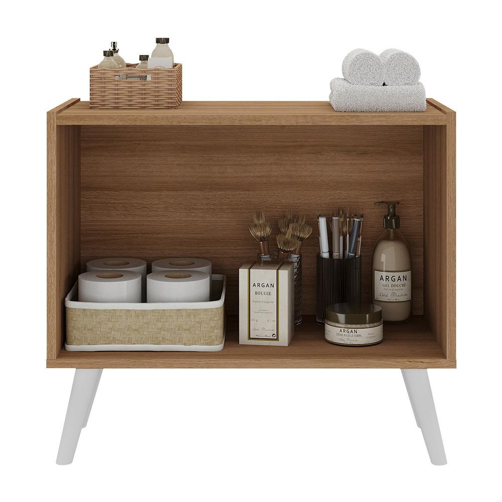 Gabinete Armário de Banheiro 62,5cm Retrô 2 Portas Multimóveis MP5045 Rustic/Branco