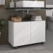 Gabinete Armário de Banheiro 62,5cm com Rodízios 2 Portas Multimóveis MP5043 Branco