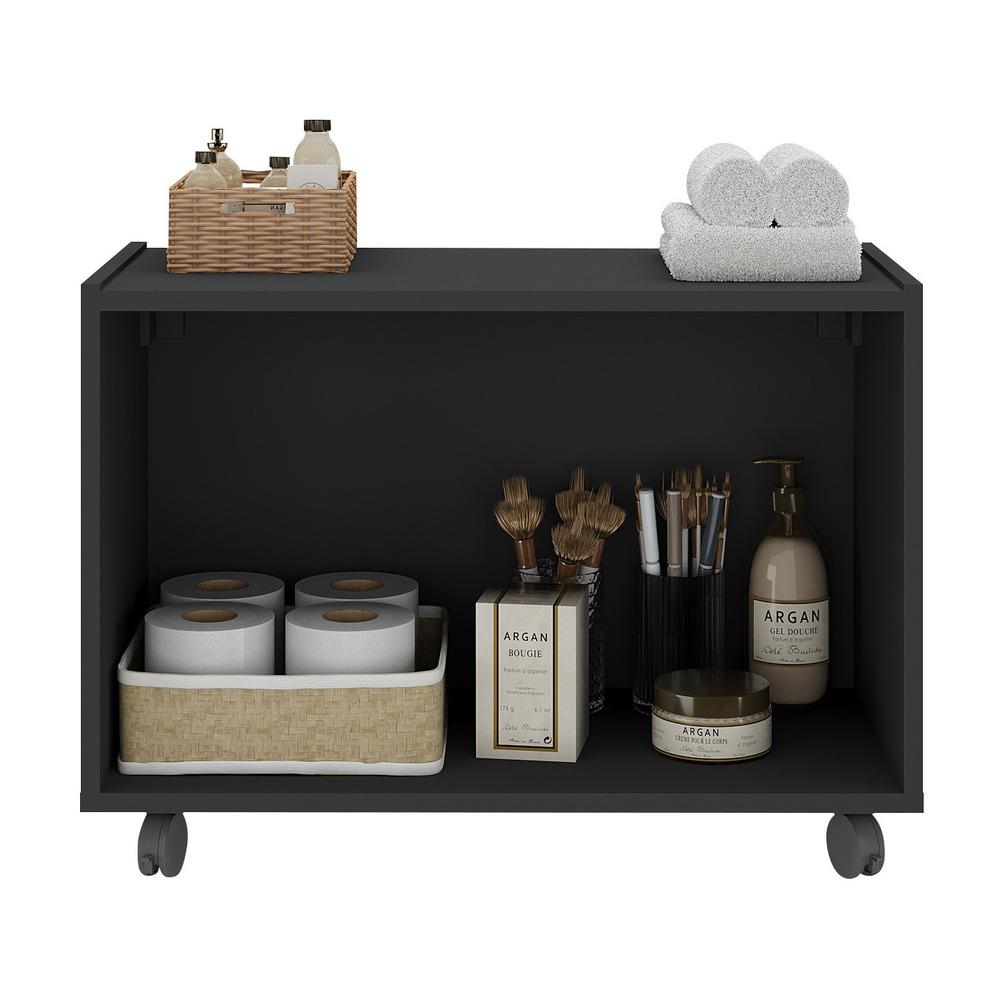 Gabinete Armário de Banheiro 62,5cm com Rodízios 2 Portas Multimóveis MP5043 Preto